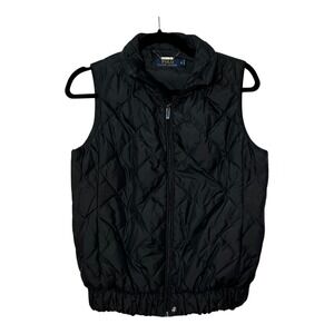 Polo Ralph Lauren Womens Black Quilted Down Puffer Vest Mock Neck Full Zip Small